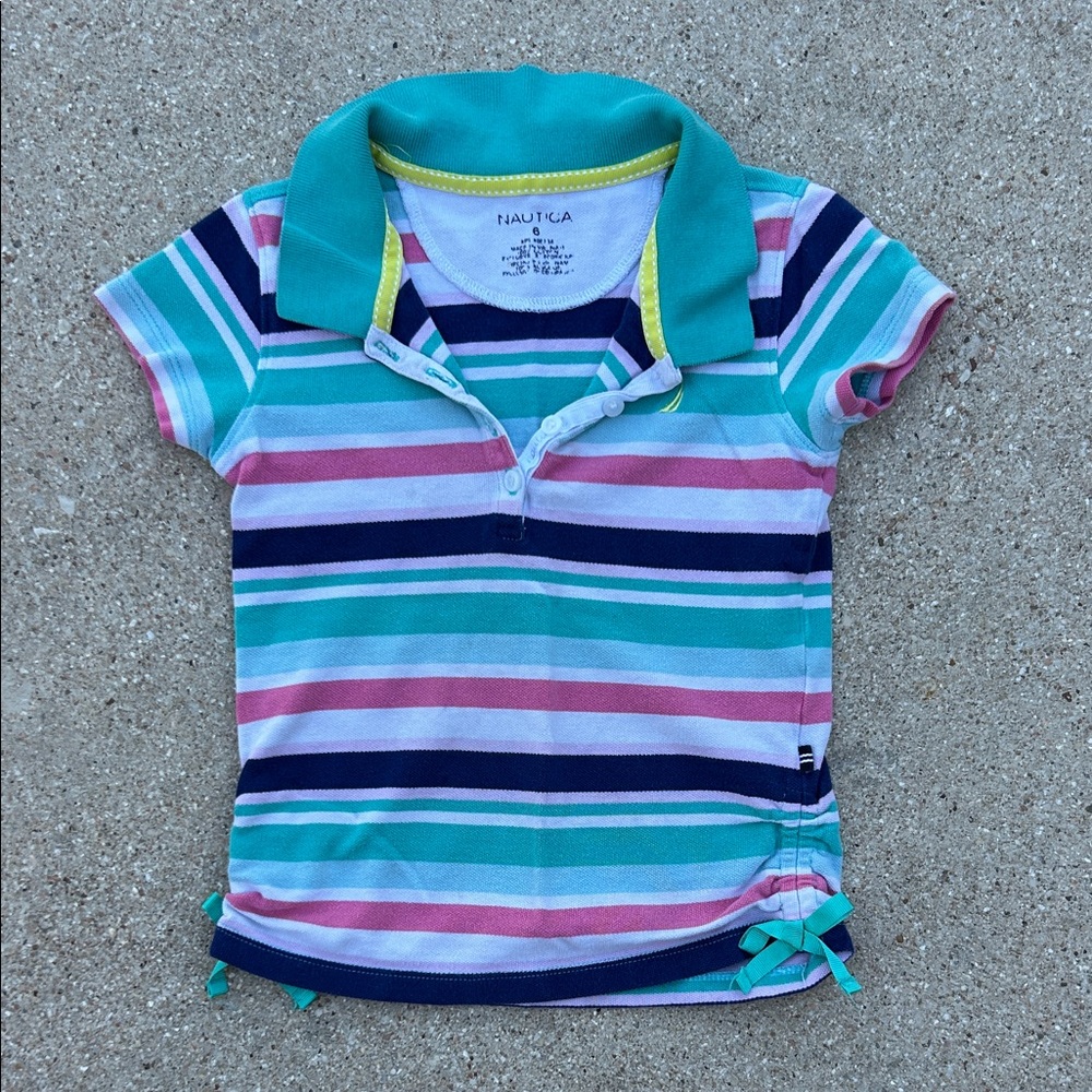 Nautica Kids Polo - Teal, Pink, Navy Stripes